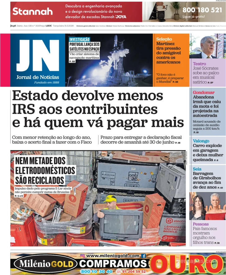 Capa Jornal de Not�cias - 2026-03-31
