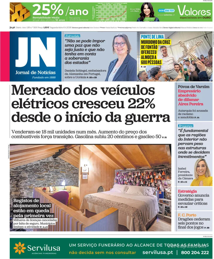 Capa Jornal de Not�cias - 2026-04-06