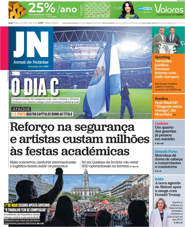 Capa Jornal de Not�cias - 2026-05-02