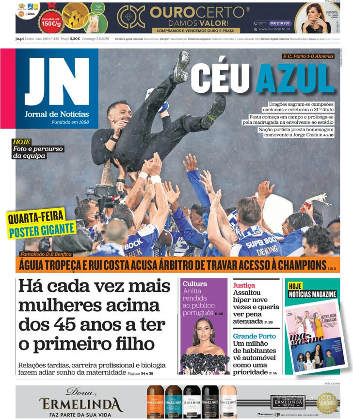 Capa Jornal de Not�cias - 2026-05-03