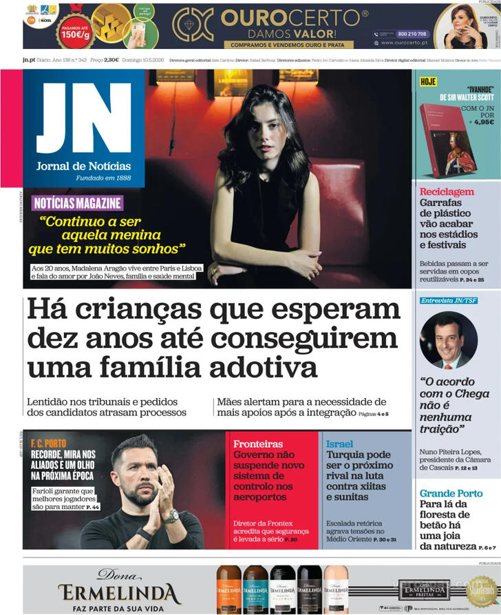 Capa Jornal de Not�cias - 2026-05-10