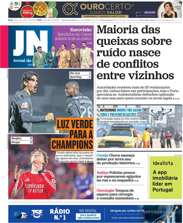 Capa Jornal de Not�cias - 2026-05-12