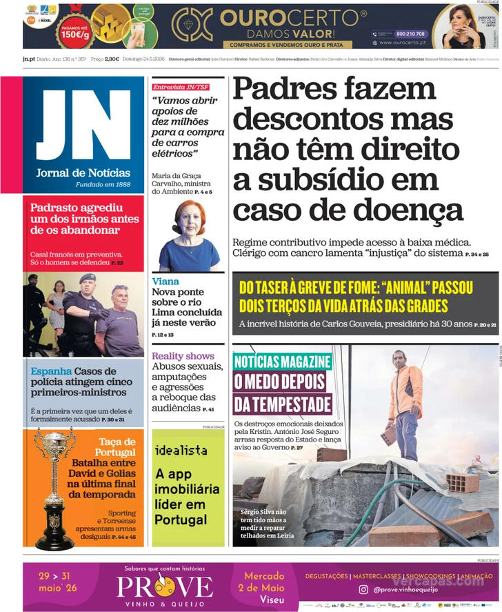 Capa Jornal de Not�cias - 2026-05-24