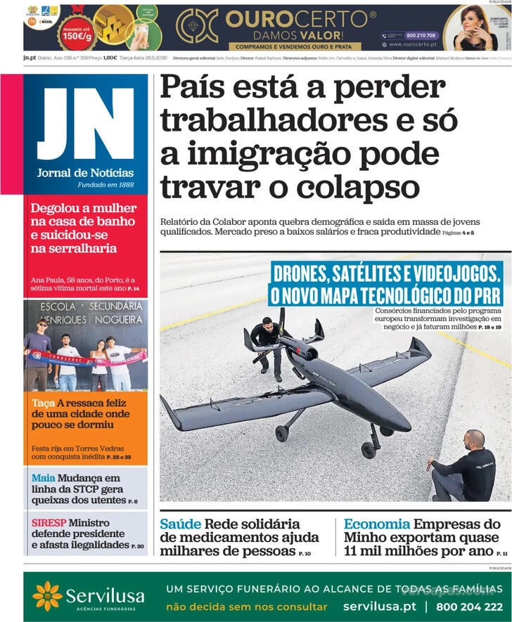 Capa Jornal de Not�cias - 2026-05-26