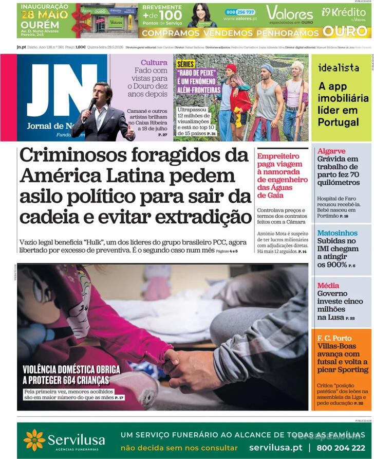 Capa Jornal de Not�cias - 2026-05-28