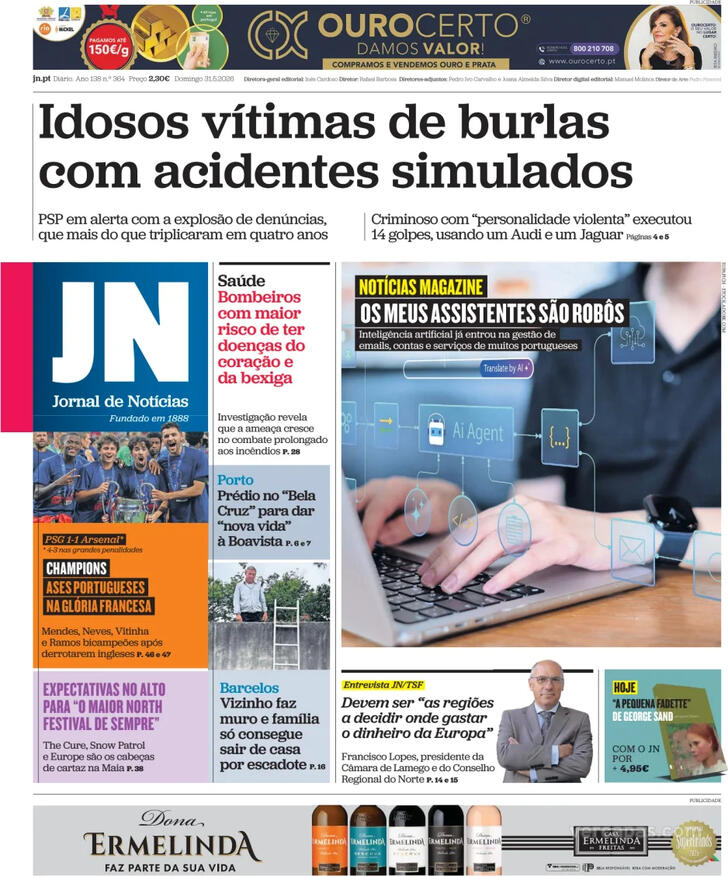 Capa Jornal de Not�cias - 2026-05-31