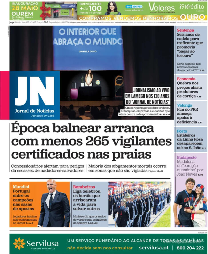 Capa Jornal de Not�cias - 2026-06-01