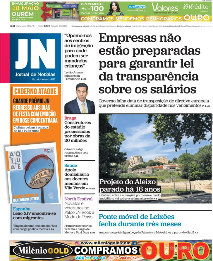 Capa Jornal de Not�cias - 2026-06-06