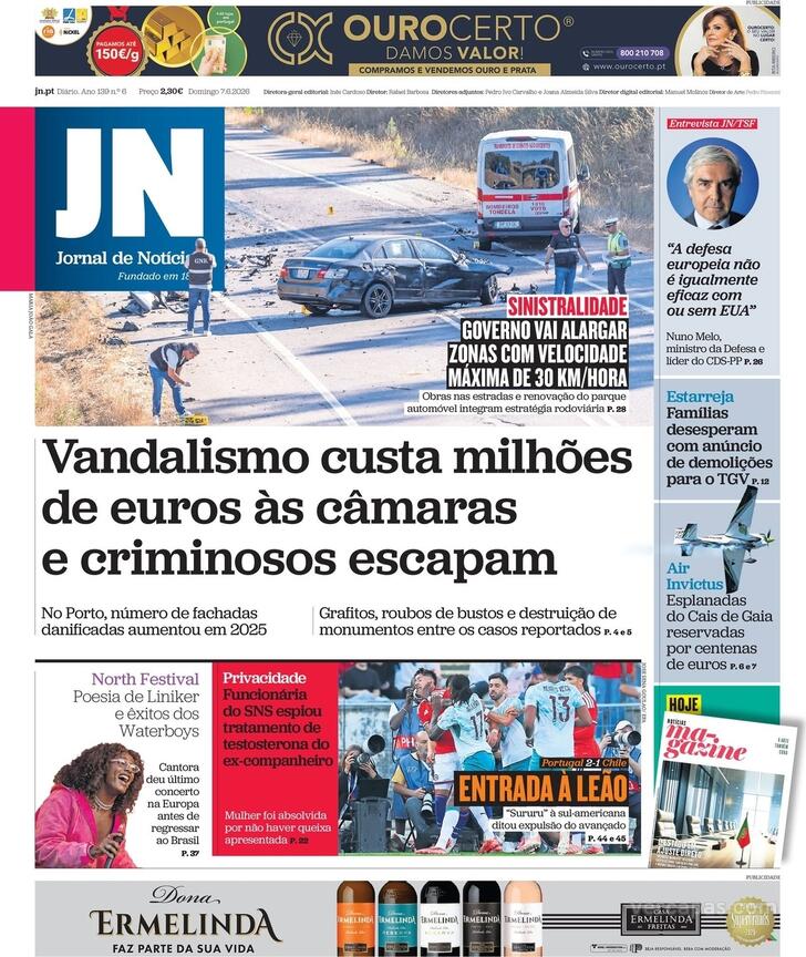 Capa Jornal de Not�cias - 2026-06-07