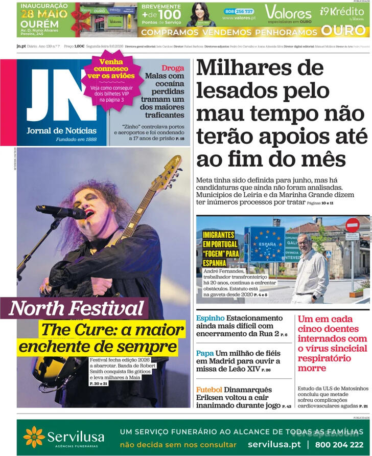 Capa Jornal de Not�cias - 2026-06-08