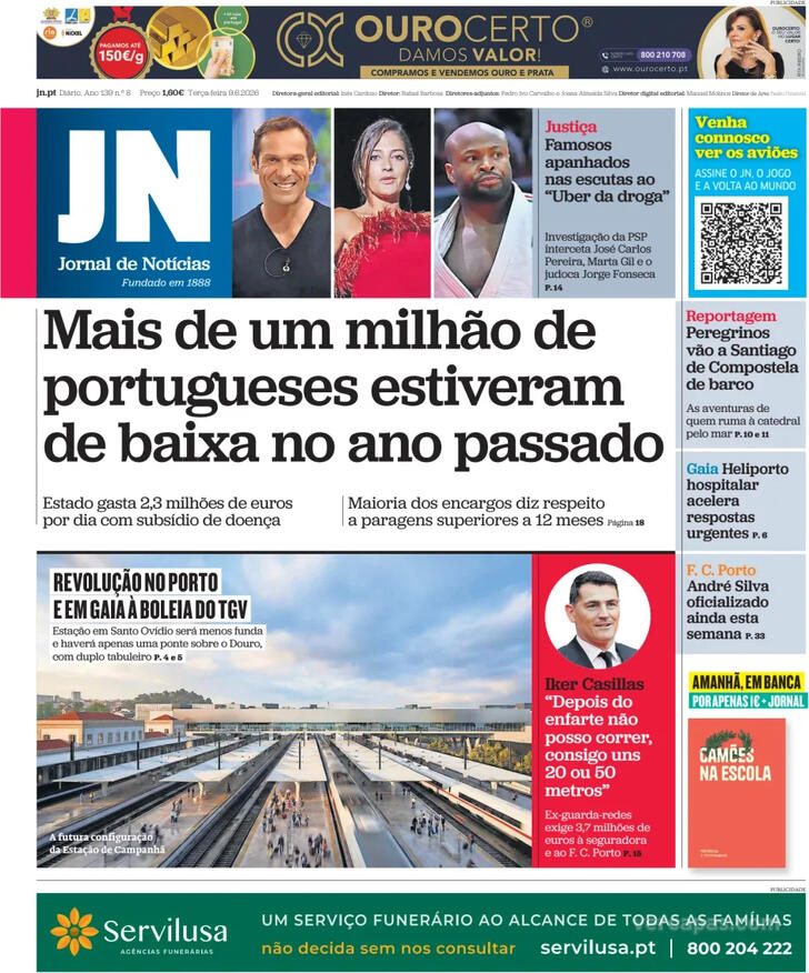Capa Jornal de Not�cias - 2026-06-09