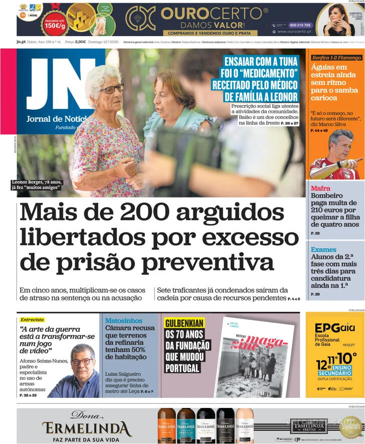 Capa Jornal de Not�cias - 2026-07-12