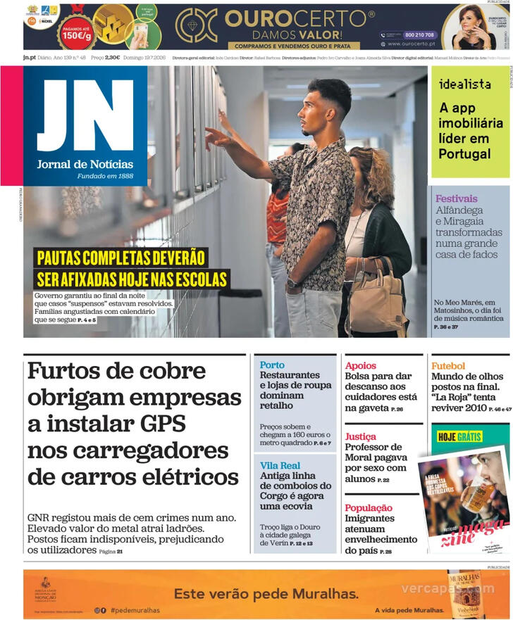 Capa Jornal de Not�cias - 2026-07-19