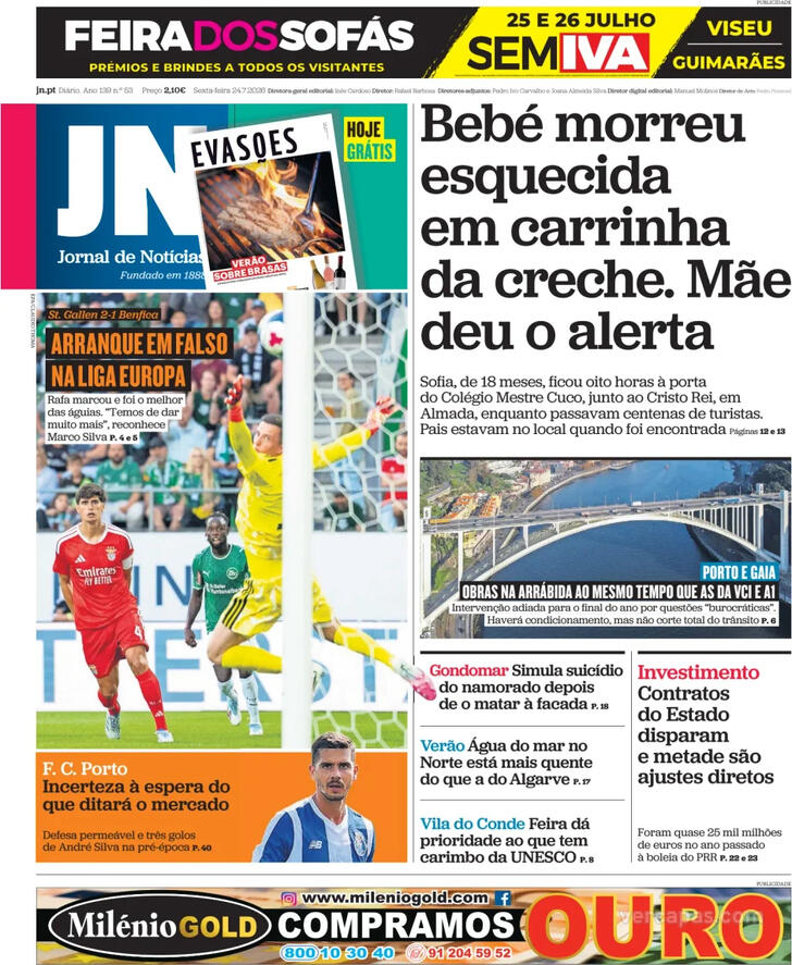 Capa Jornal de Not�cias - 2026-07-24