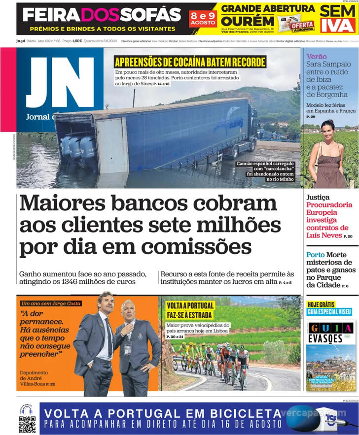 Capa do jornal Jornal de Notícias