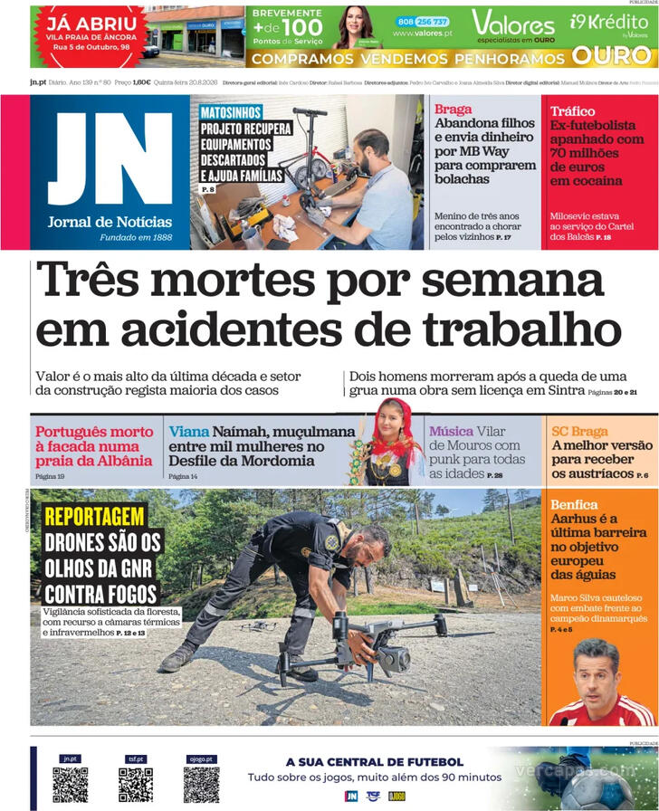 Capa Jornal de Not�cias - 2026-08-20