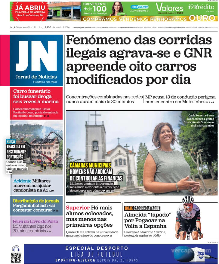 Capa Jornal de Not�cias - 2026-08-22