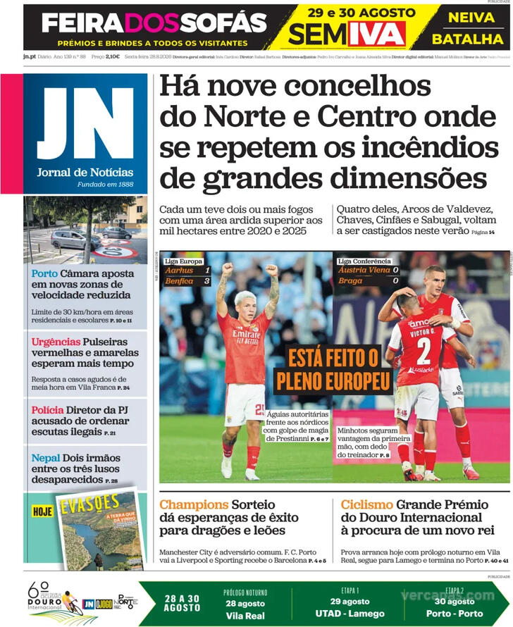 Capa do jornal Jornal de Notícias