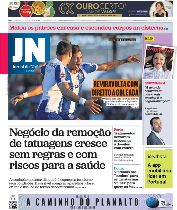 Capa Jornal de Not�cias - 2026-09-13