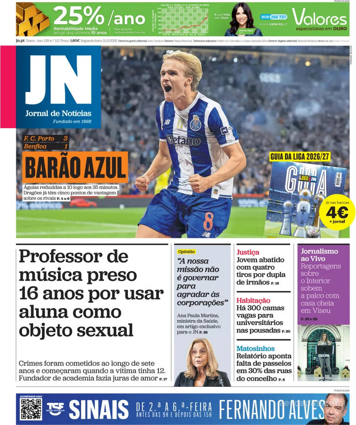 Capa Jornal de Not�cias - 2026-09-21