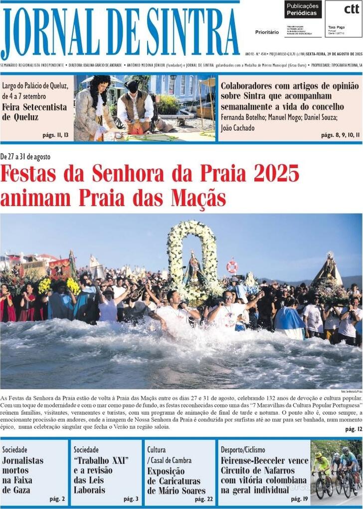Capa Jornal de Sintra - 2025-08-28