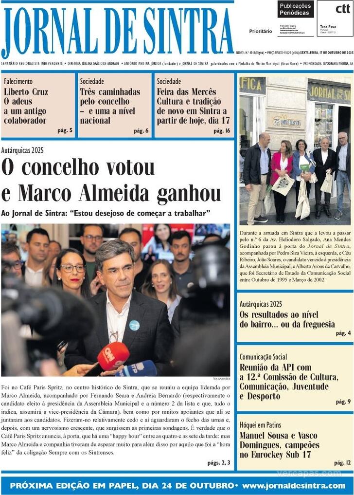 Capa Jornal de Sintra - 2025-10-16