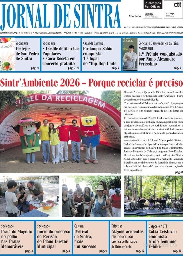Capa Jornal de Sintra - 2026-06-25