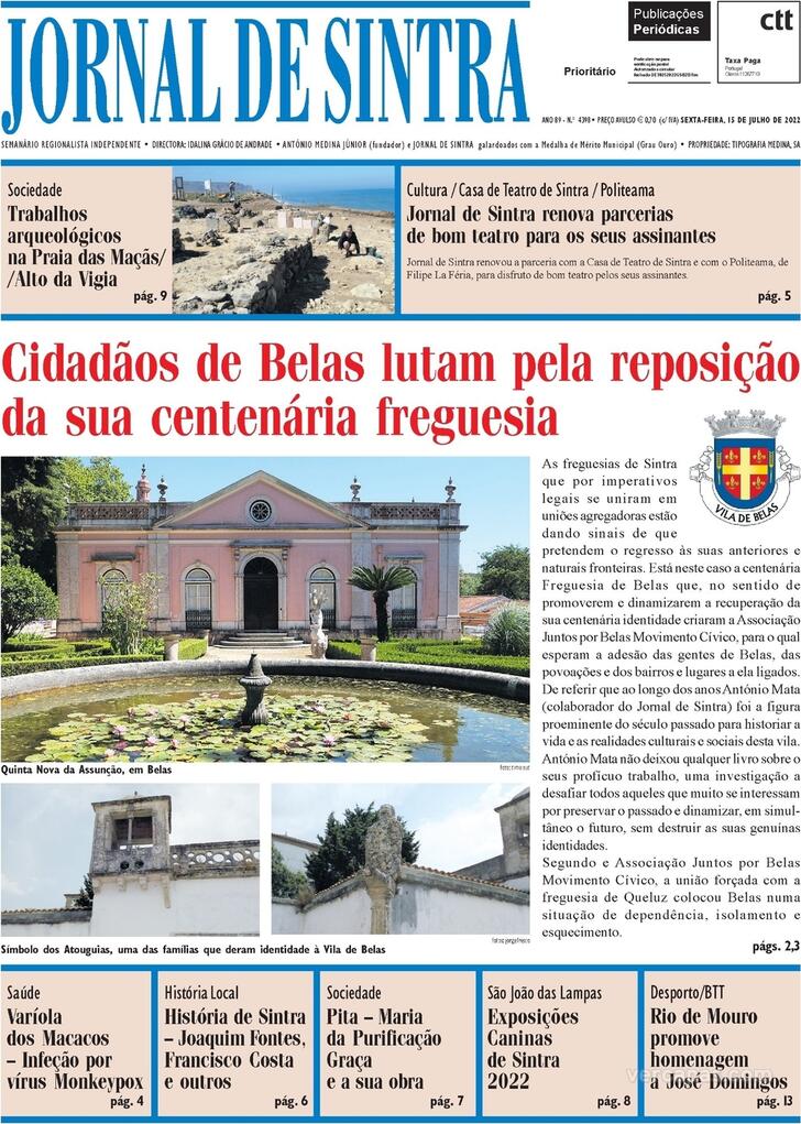 Capa Jornal De Sintra 