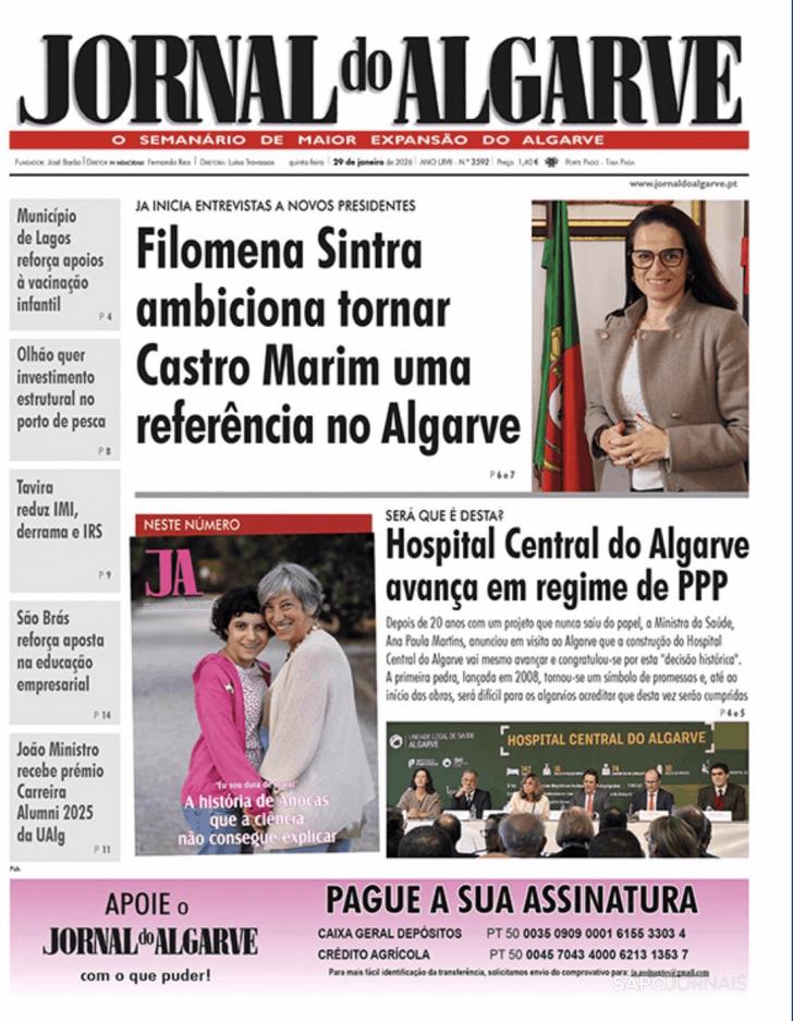 Capa Jornal do Algarve - 2026-01-30