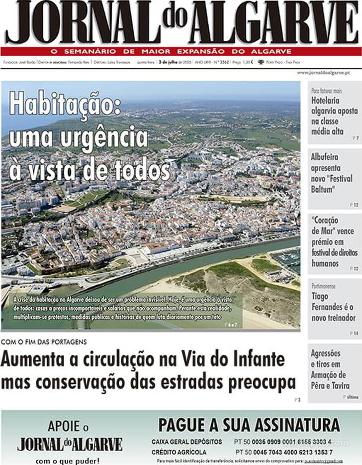 Capa Jornal do Algarve - 2025-07-03