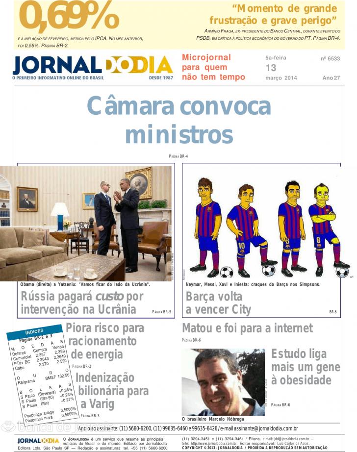 Capa Jornal do dia - 2014-03-13