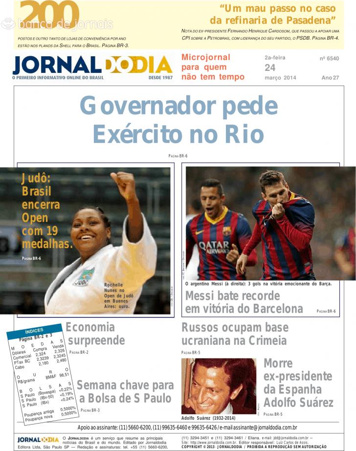 Capa Jornal do dia - 2014-03-24