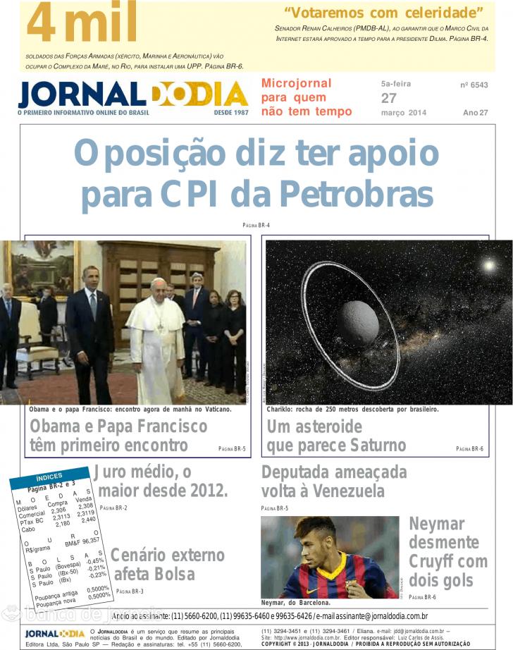 Capa Jornal do dia - 2014-03-27