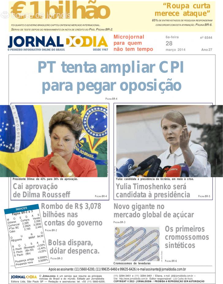 Capa Jornal do dia - 2014-03-28