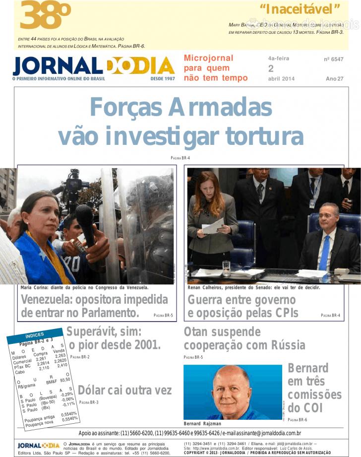 Capa Jornal do dia - 2014-04-02
