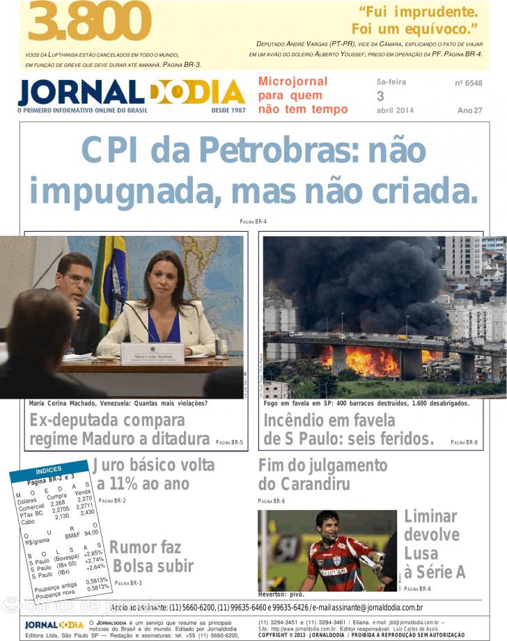 Capa Jornal do dia - 2014-04-03