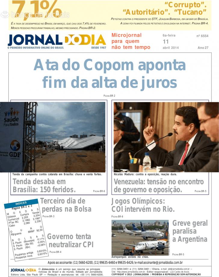 Capa Jornal do dia - 2014-04-11