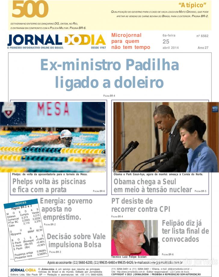 Capa Jornal do dia - 2014-04-25