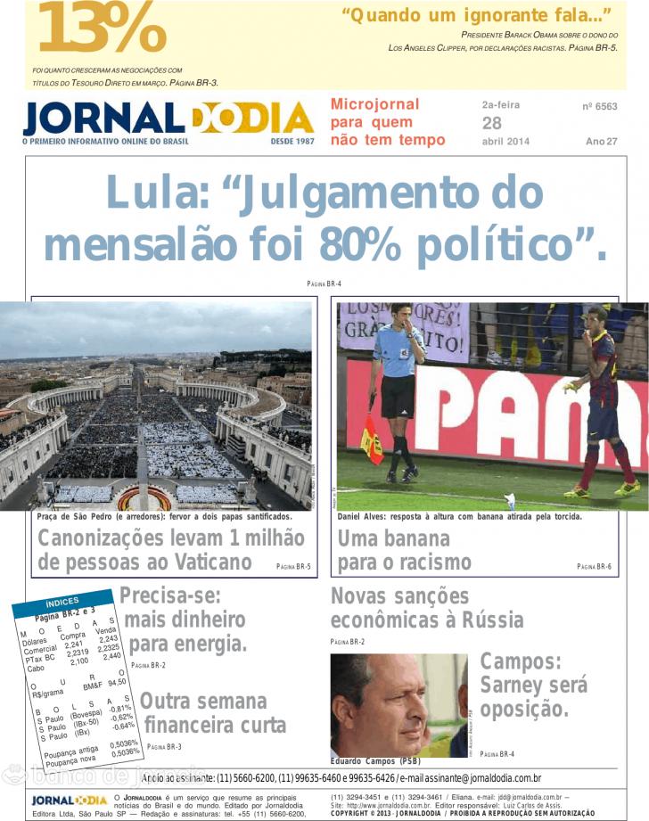 Capa Jornal do dia - 2014-04-28