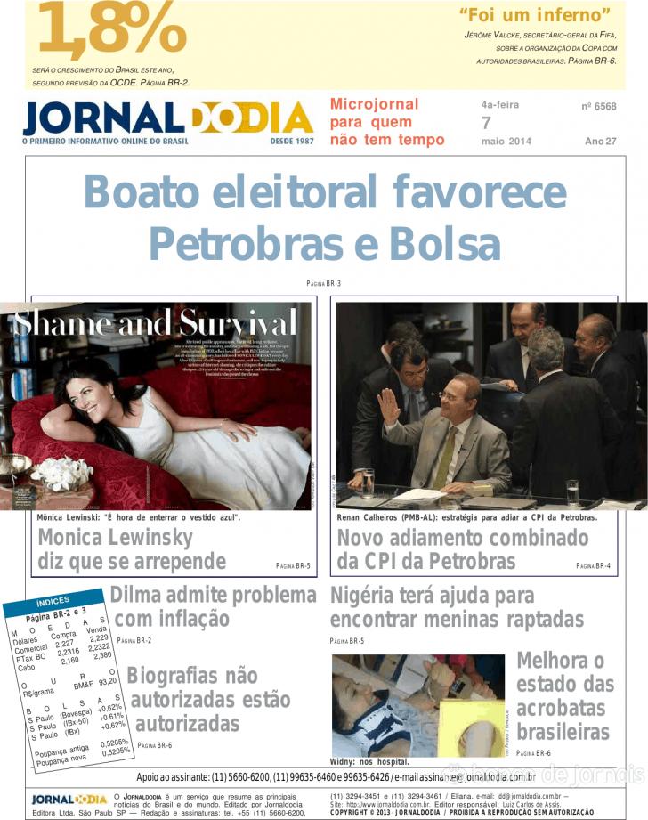 Capa Jornal do dia - 2014-05-07