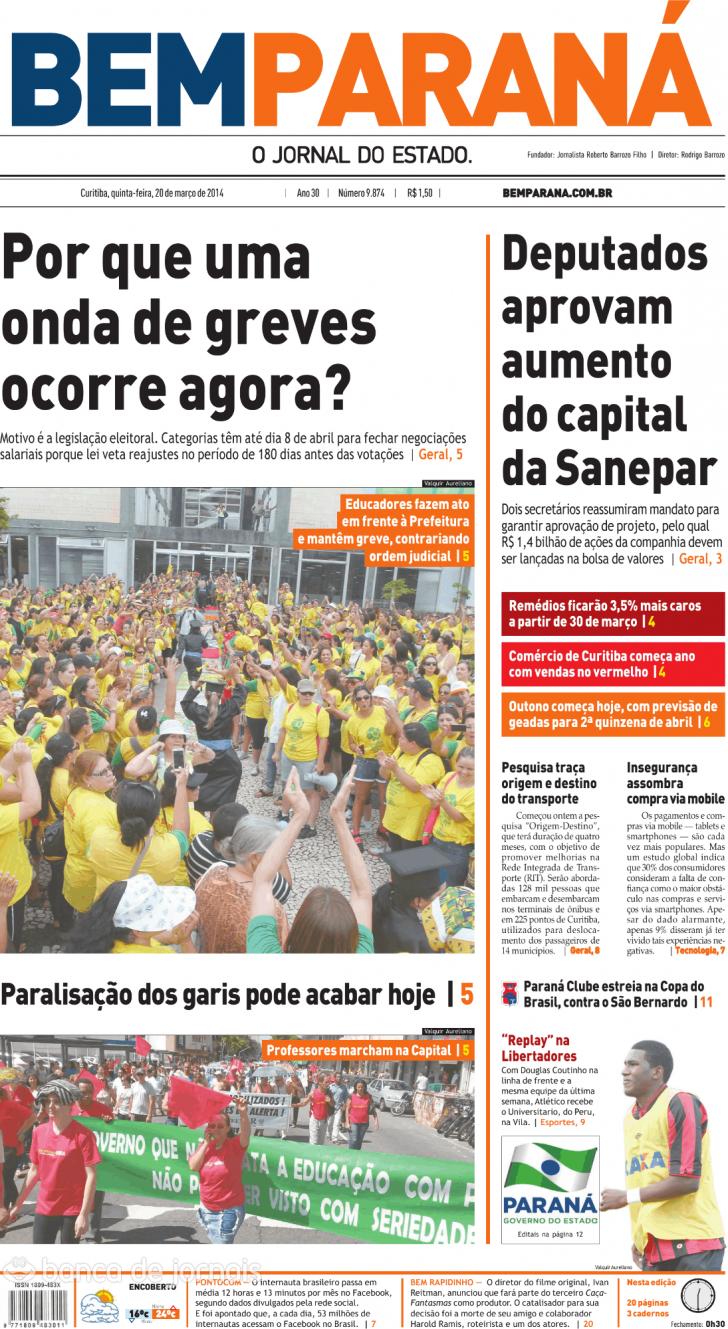 Capa - Jornal do Estado de 2014-03-20