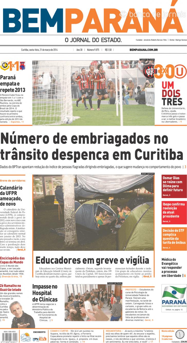 Capa - Jornal do Estado de 2014-03-21