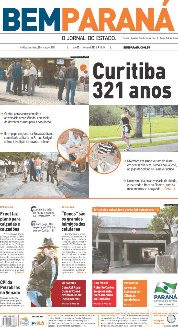 Capa - Jornal do Estado de 2014-03-28