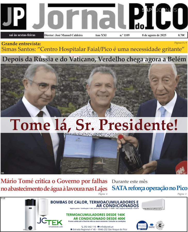 Capa Jornal do Pico - 2025-08-07