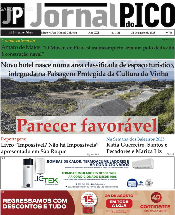 Capa Jornal do Pico - 2025-08-21