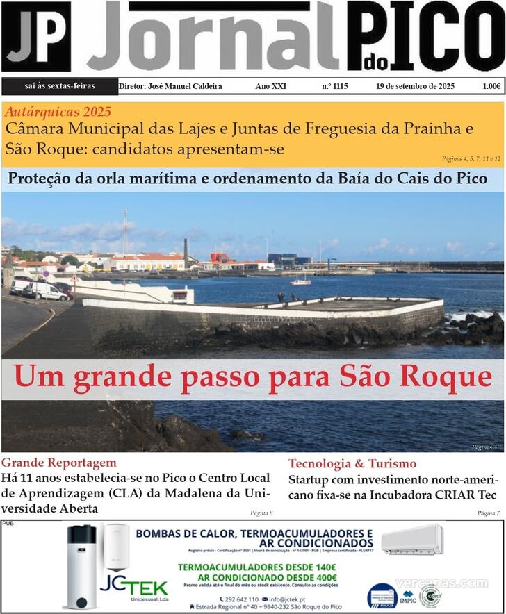 Capa Jornal do Pico - 2025-09-19