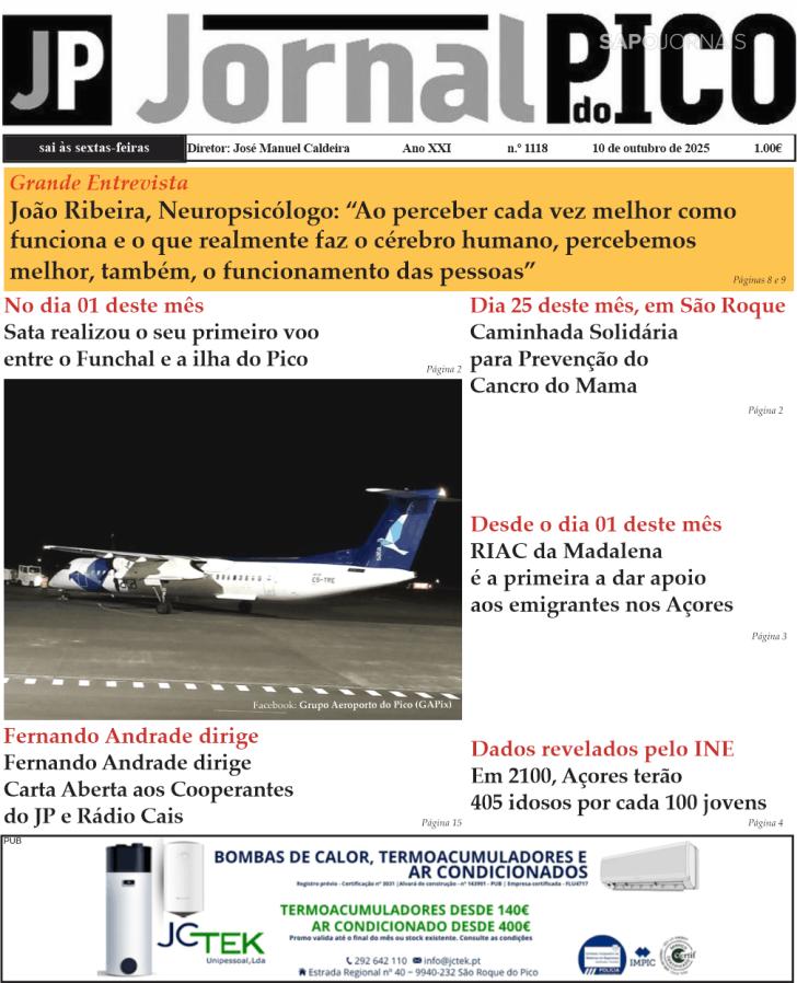 Capa Jornal do Pico - 2025-10-07