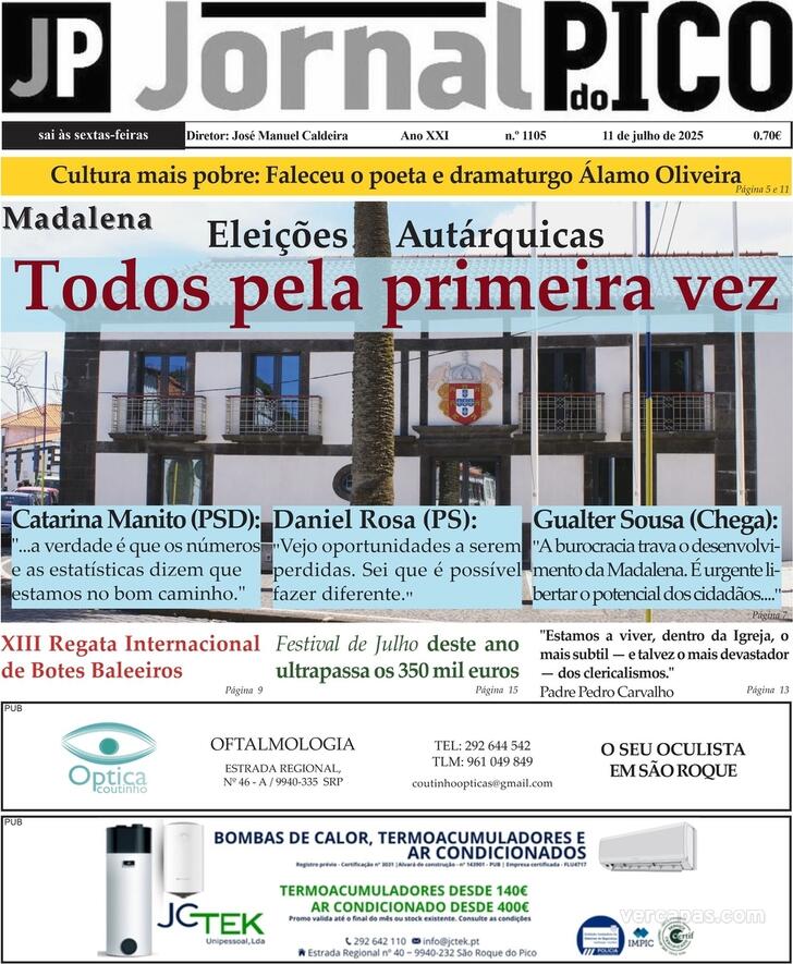 Capa Jornal do Pico - 2025-07-10
