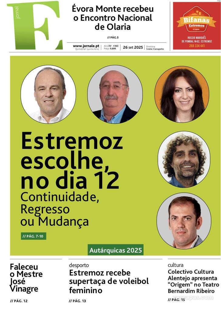 Capa Jornal E de Estremoz - 2025-09-26
