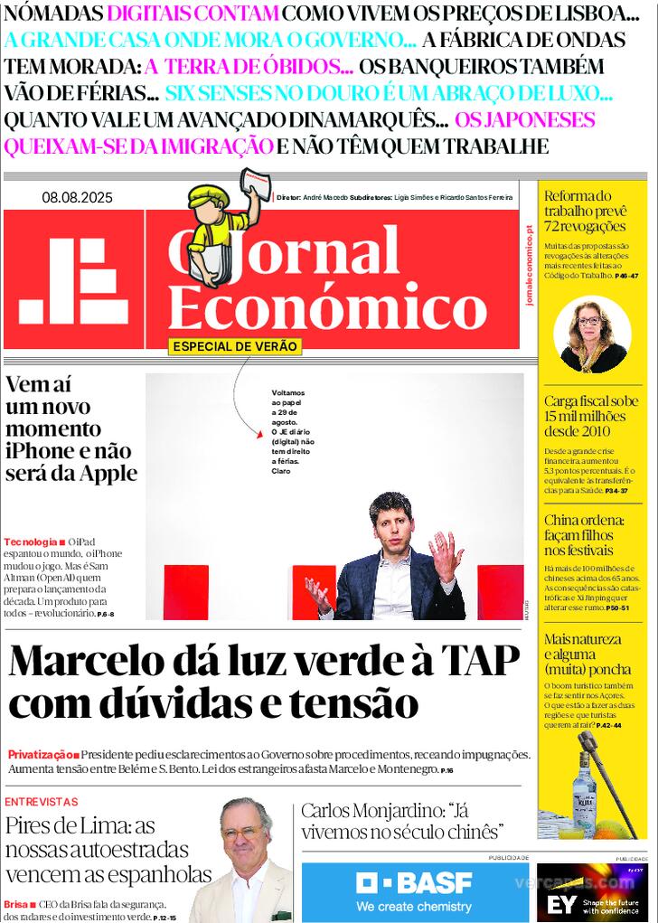 Capa Jornal Econmico - 2025-08-08